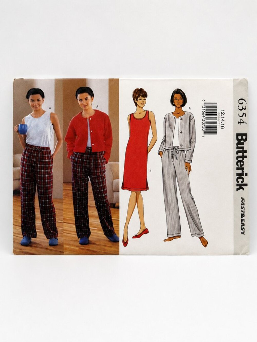 Vintage Butterick 6354 Fast & Easy Women’s Pajama Dress Sewing Pattern 12-16